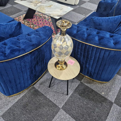 Toronto chesterfield sofa 3+2 blue & gold 