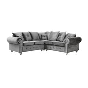 Kashmir Corner Sofa Grey Plush Velvet