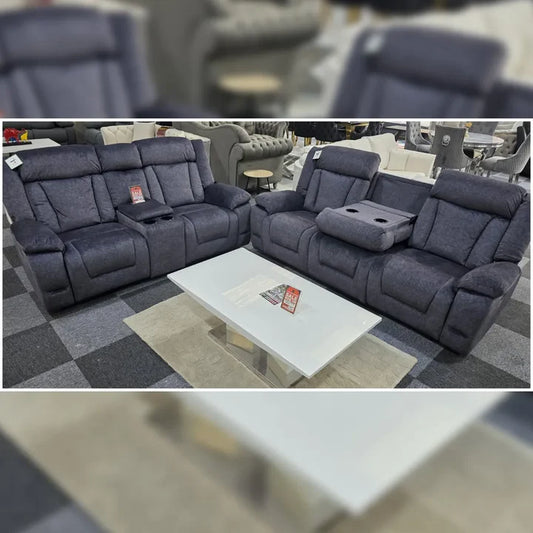 Beunis Aire 3+2 Plush Velvet Manual Recliner Sofa Set