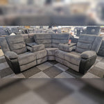 Load image into Gallery viewer, Rio Cord Fabric Recliner Corner Sofa Grey
