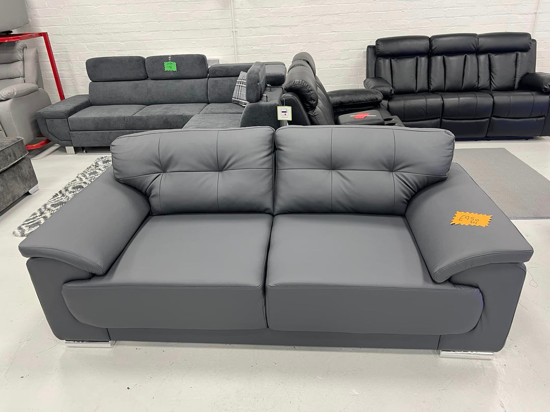 Leather Sofa Grey 3+2 Seater