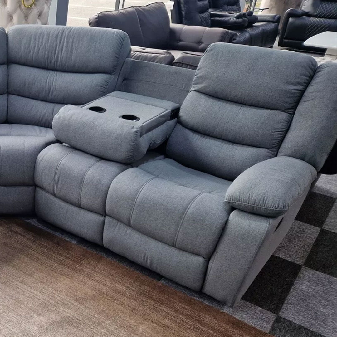 Sorrento Fabric Recliner Corner Sofa Grey - Envogue Furniture