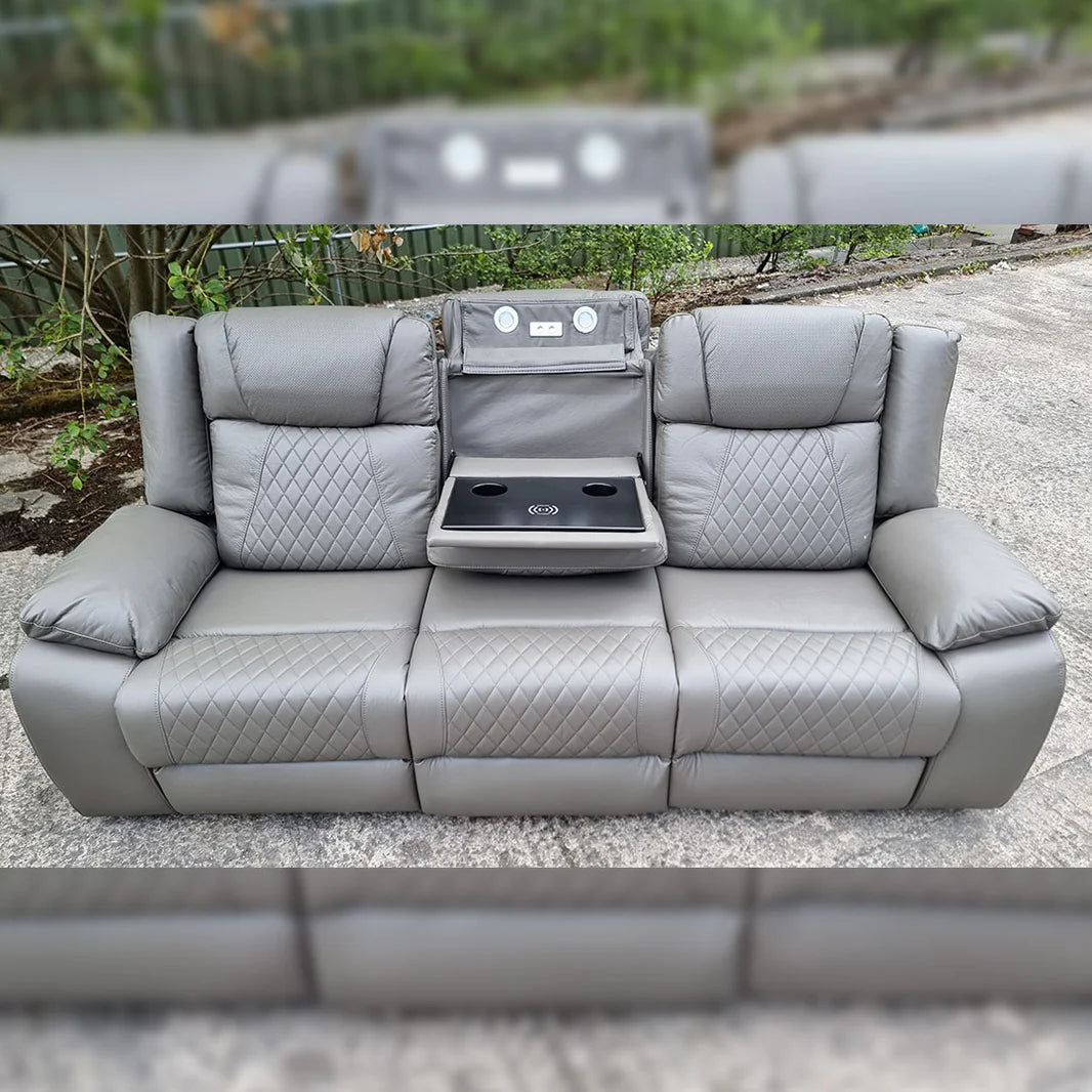 Lisbon 3+2 Leather Electric Recliner Sofa USB Type-C LED Cupholders Wireless