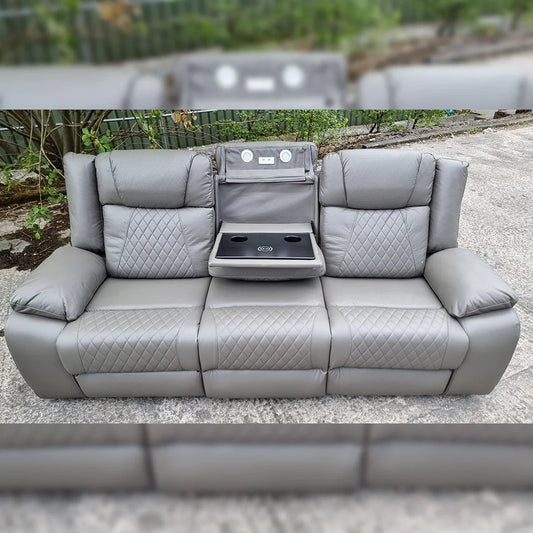 Lisbon 3+2 Leather Electric Recliner Sofa USB Type-C LED Cupholders Wireless