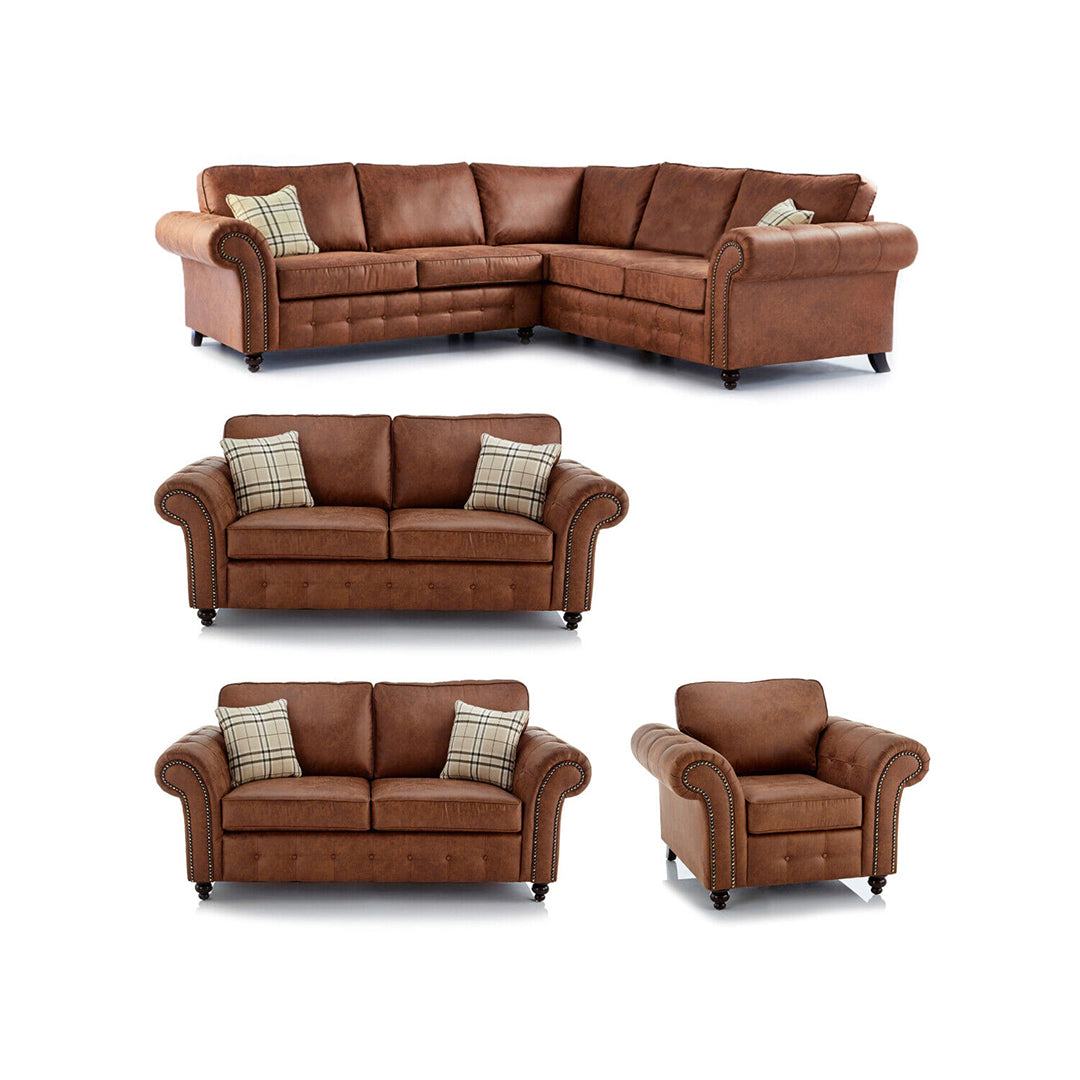 Oakland Leather Corner Sofa Tan