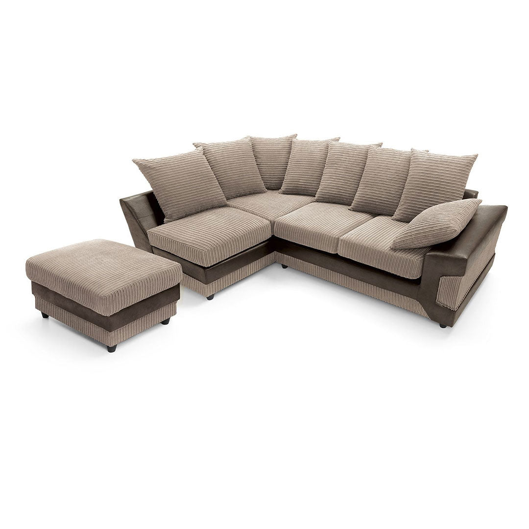 Amazing Sofas NEW LARGE DINO CORNER SOFA JUMBO CORD BEIGE BROWN  LEFT OR RIGHT - MNS (MY NEW SOFA) LTD