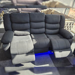Load image into Gallery viewer, Roma Fabric Electric Recliner Sofa 3+2-Seater With USB/LED/Cup Holder Black/Grey
