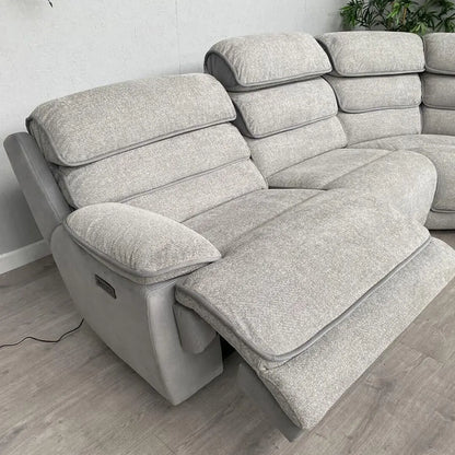 Lakelyn Fabric Recliner Corner Sofa, Light Grey, Upholstered with Storage Console| Electric| Bluetooth Fabric
