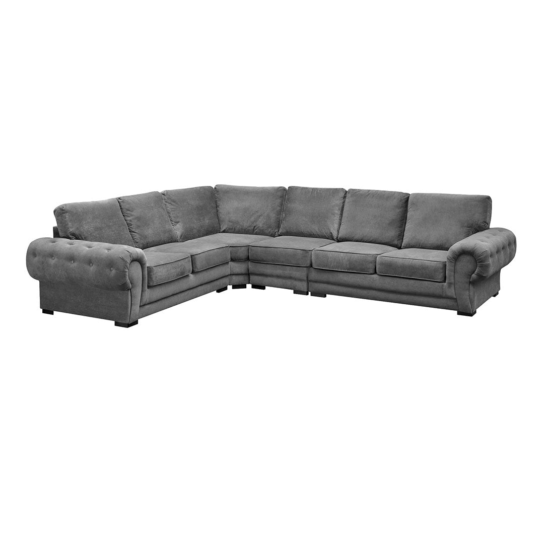 VERONA FULL BACK 6 SEATER CORNER SOFA DARK GREY(Universal Side)