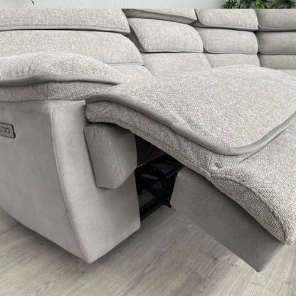 Lakelyn Fabric Recliner Corner Sofa, Light Grey, Upholstered with Storage Console| Electric| Bluetooth Fabric
