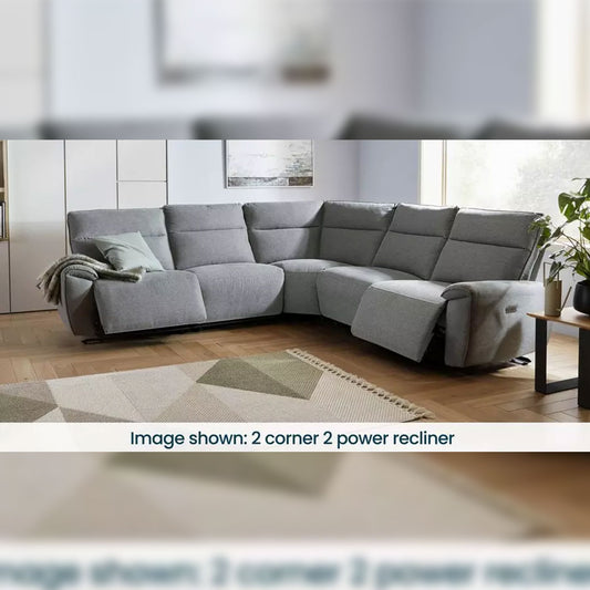 MNS Aussie Express Fabric Recliner Corner Sofa 2 Corner 2 Power Recliner