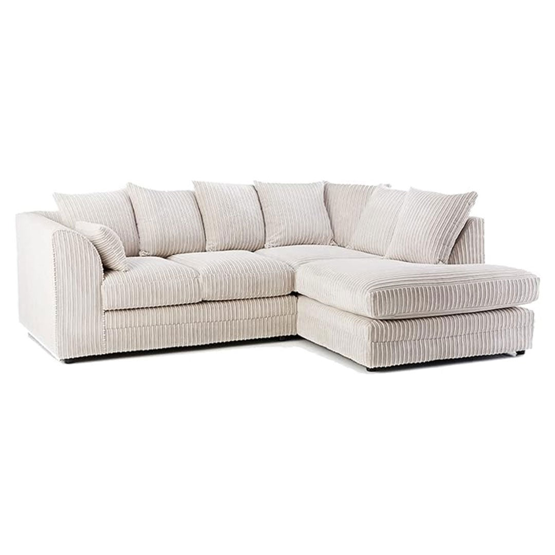 New Luxor Fabric Corner Sofa Cream | Soft Jumbo Cord 3-4 Seater Corner Sofa Right Hand Corner