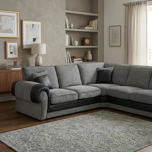 VERONA FULL BACK CORD FABRIC CORNER SOFA