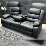 Load image into Gallery viewer, Roma Leather Recliner Sofa with Cupholders - 3+2 Seater Sofa - Black (3+2 Seater)
