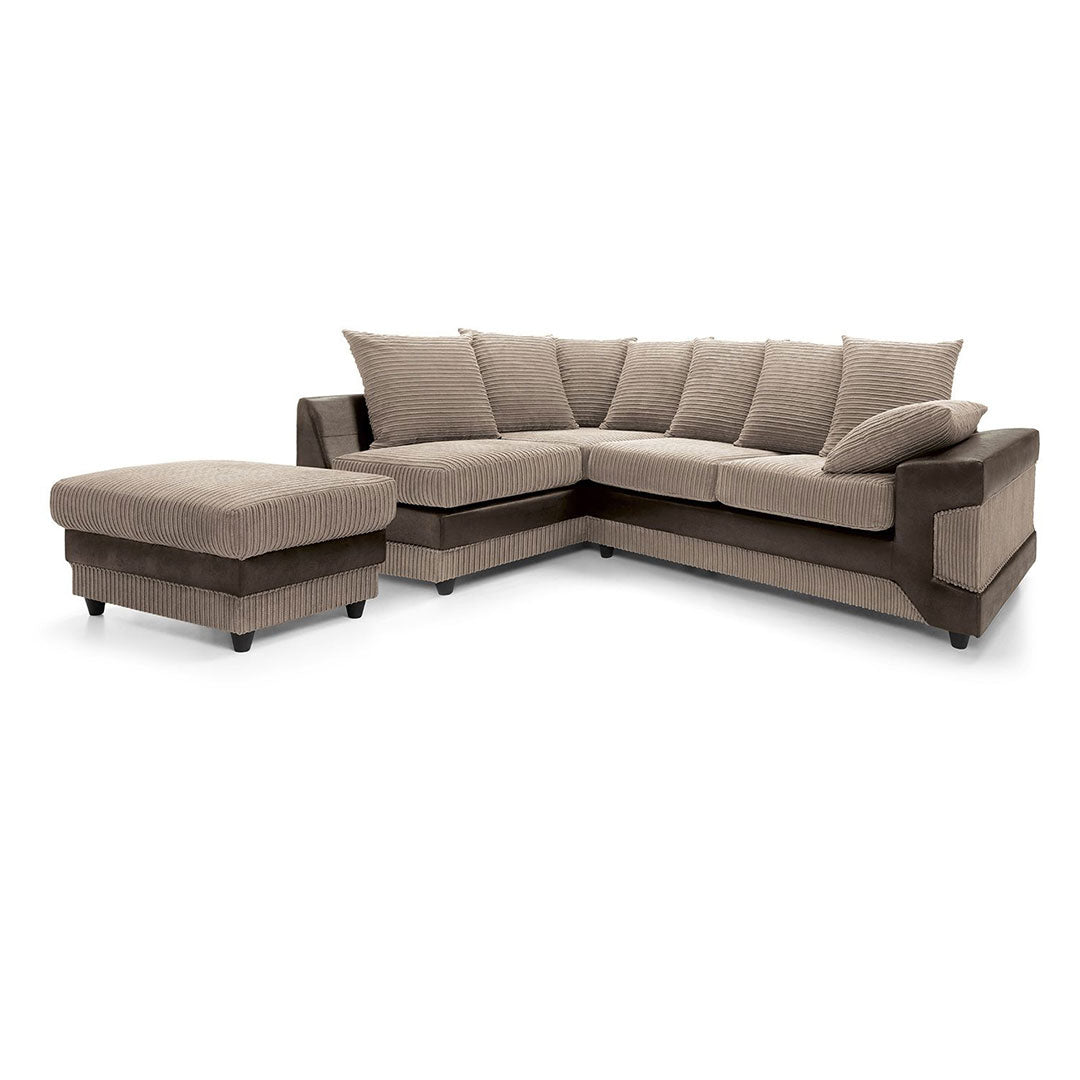 Amazing Sofas NEW LARGE DINO CORNER SOFA JUMBO CORD BEIGE BROWN  LEFT OR RIGHT - MNS (MY NEW SOFA) LTD