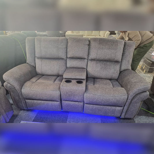 Berlin Fabric Electric Recliner Sofa 3+2 Seater Grey-USB Ports , Led Lights , Cup Holders