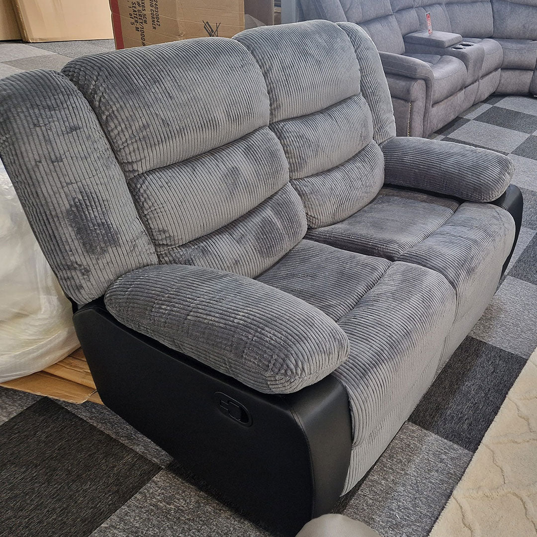 Cord Fabric Recliner 3+2 Seater Sofa Grey