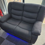 Load image into Gallery viewer, Roma Fabric Electric Recliner Sofa 3+2-Seater With USB/LED/Cup Holder Black/Grey
