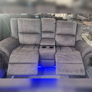 Berlin Fabric Electric Recliner Sofa 3+2 Seater Grey-USB Ports , Led Lights , Cup Holders