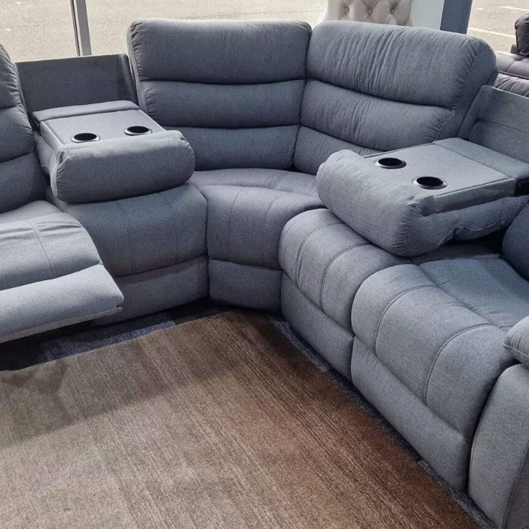 Sorrento Fabric Recliner Corner Sofa Grey - Envogue Furniture