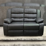 Load image into Gallery viewer, Roma Leather Recliner Sofa with Cupholders - 3+2 Seater Sofa - Black (3+2 Seater)
