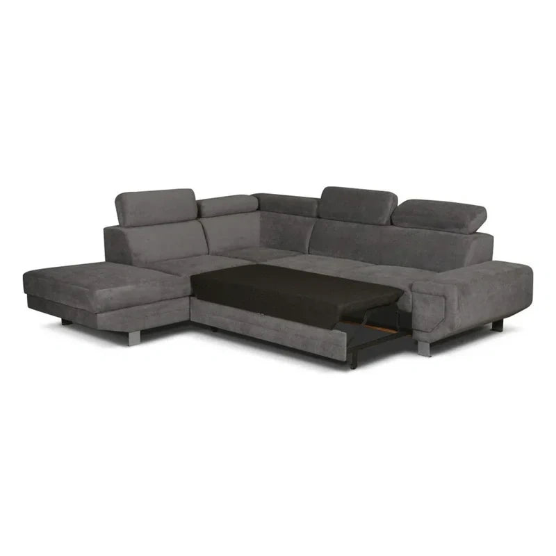 MNS Artic Left Hand Facing Corner Sofa Bed With Storage Box - Grey