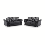 Load image into Gallery viewer, Amazing Sofas 3+2 SHANNON FARROW LARGE SOFA CHENILLE FABRIC GREY (GREY BLACK). Fire resistant as per British Standards, foam filled seats for comfort
