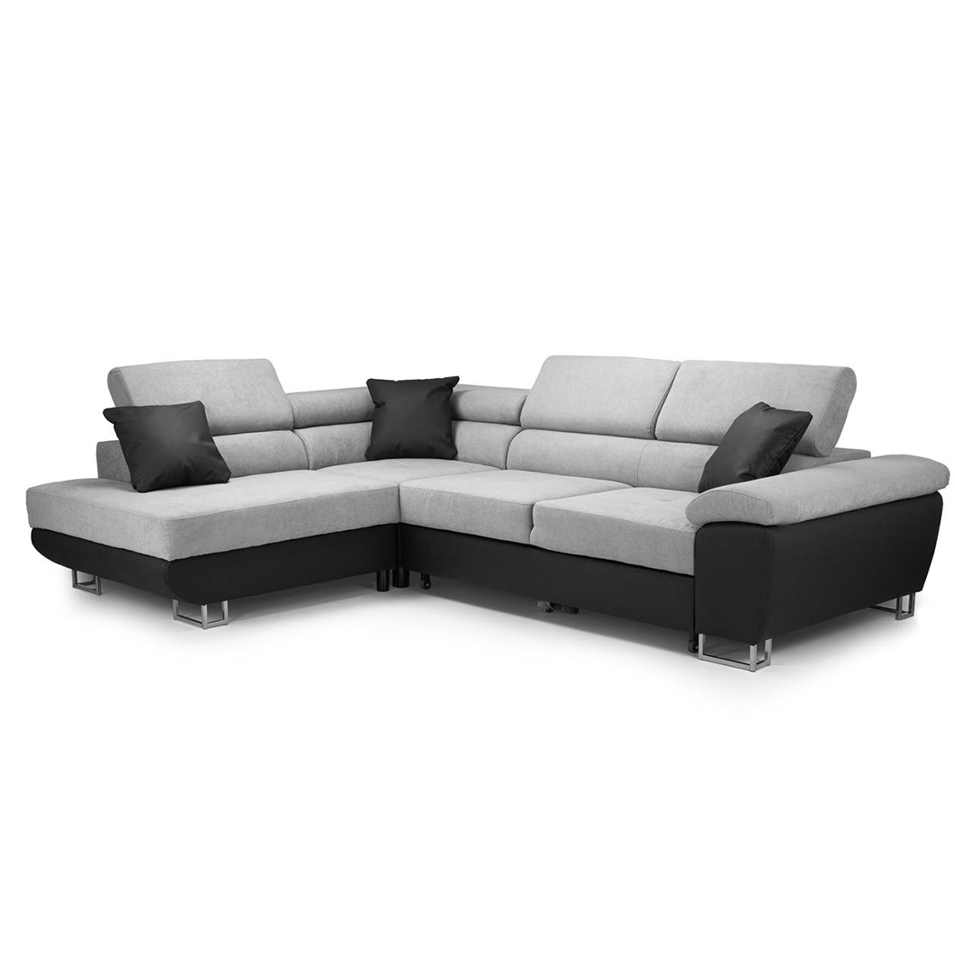Anton Sofabed Corner Sofa Bed With Storage Box Grey-Black - Envogue Furniture