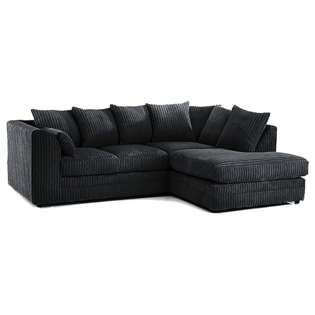 MNS Luxor Fabric Corner Sofa Silver | Soft Jumbo Cord 3-4 Seater Corner Sofa