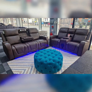 Florida Music Electric Recliners 3+2 Seater Leather Sofa Black