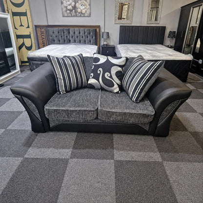 Shannon Fabric 3 + 2 Seaters Luxuries Sofa in Black & Grey