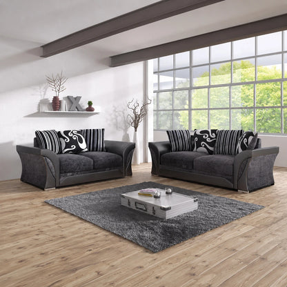 Shannon Fabric 3 + 2 Seaters Luxuries Sofa in Black & Grey