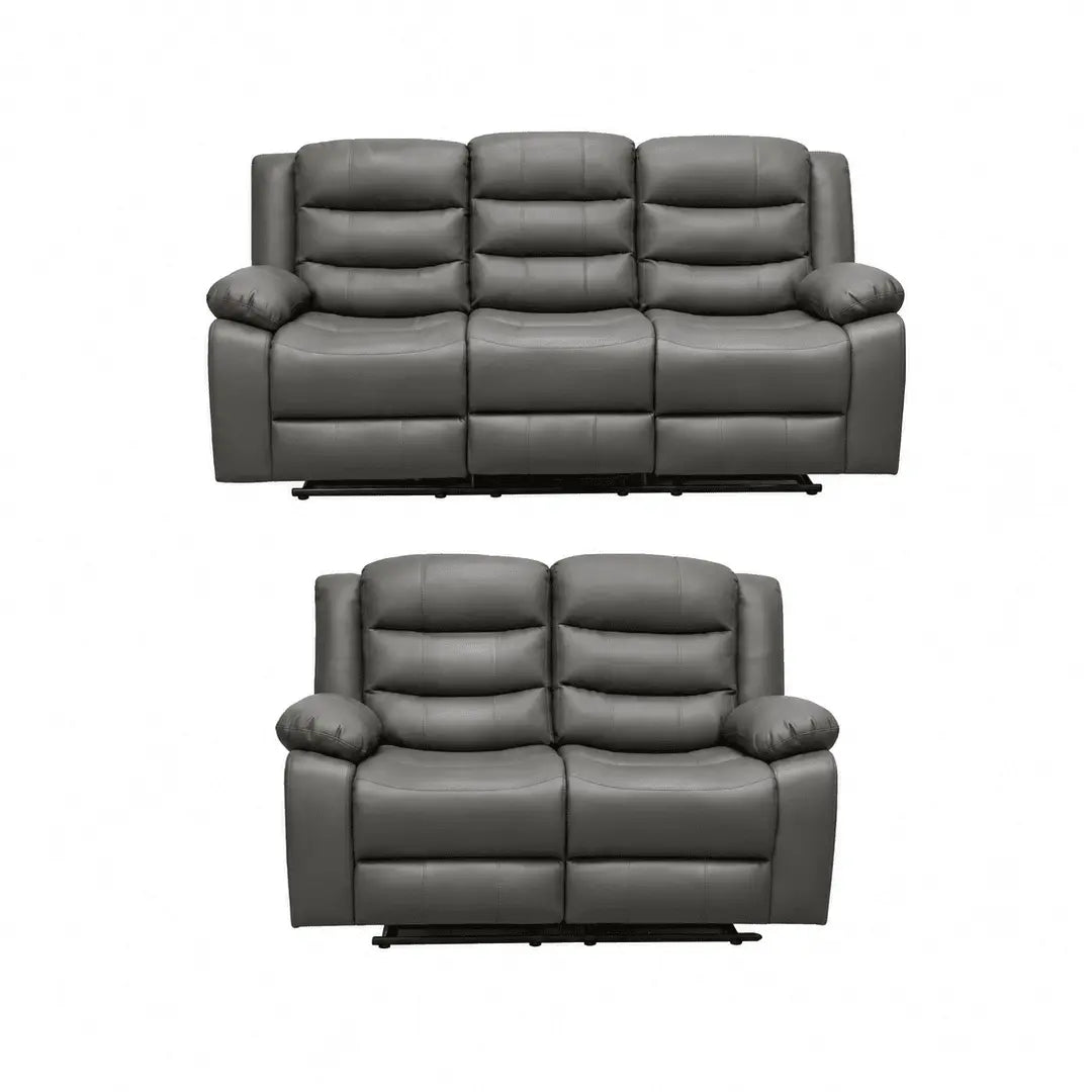 Roma Black Leather Manual Recliner 3+2 Seater Sofa Set