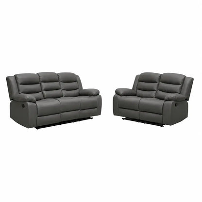 Roma Black Leather Manual Recliner 3+2 Seater Sofa Set
