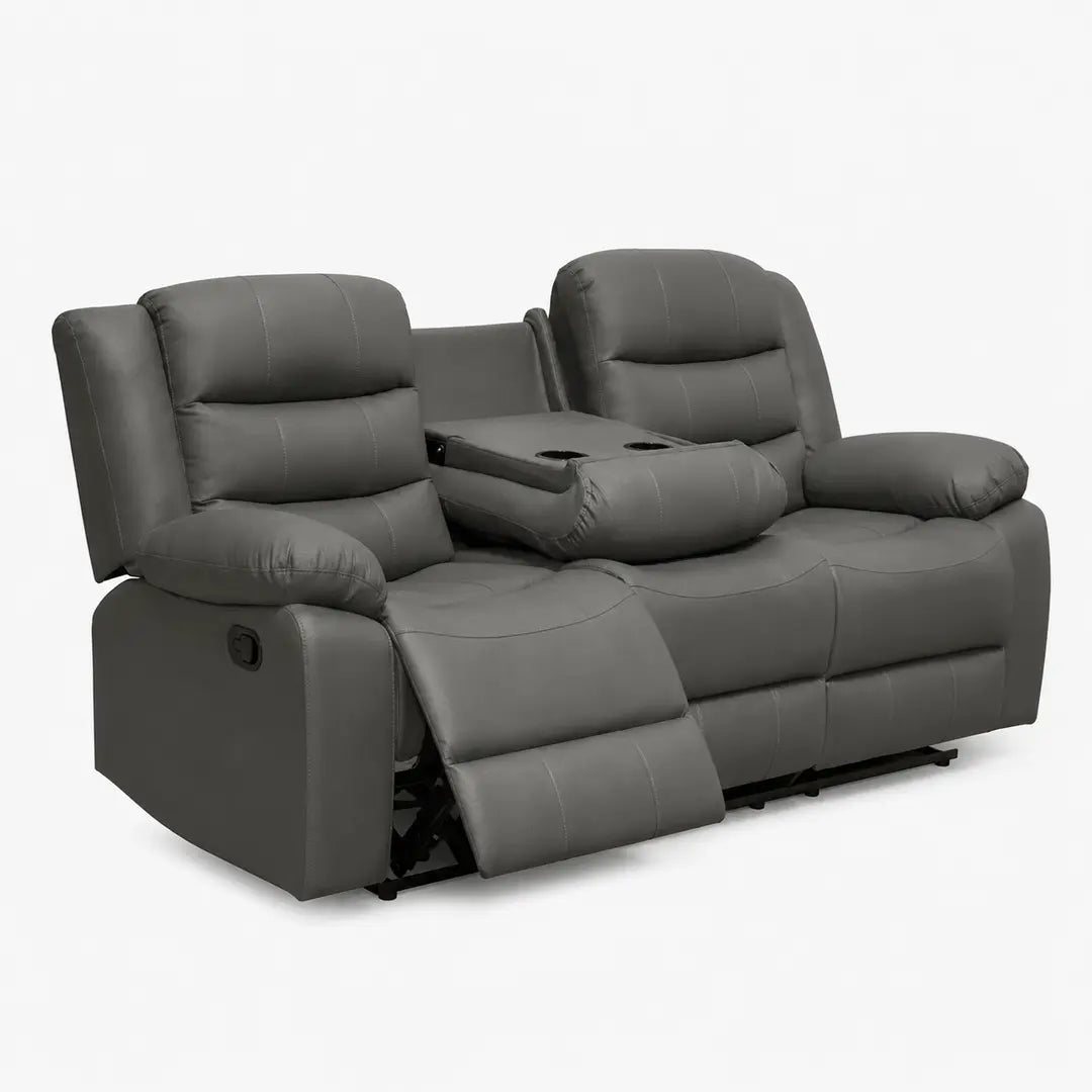 Roma Black Leather Manual Recliner 3+2 Seater Sofa Set