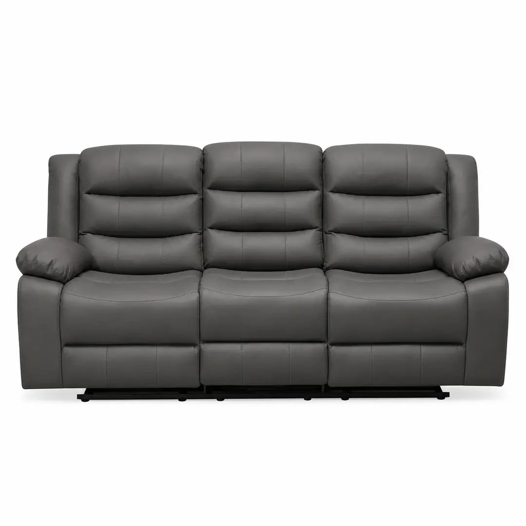 Roma Black Leather Manual Recliner 3+2 Seater Sofa Set