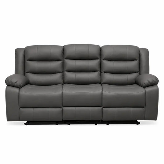 Roma Black Leather Manual Recliner 3+2 Seater Sofa Set