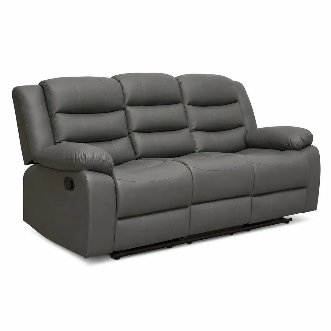 Roma Black Leather Manual Recliner 3+2 Seater Sofa Set