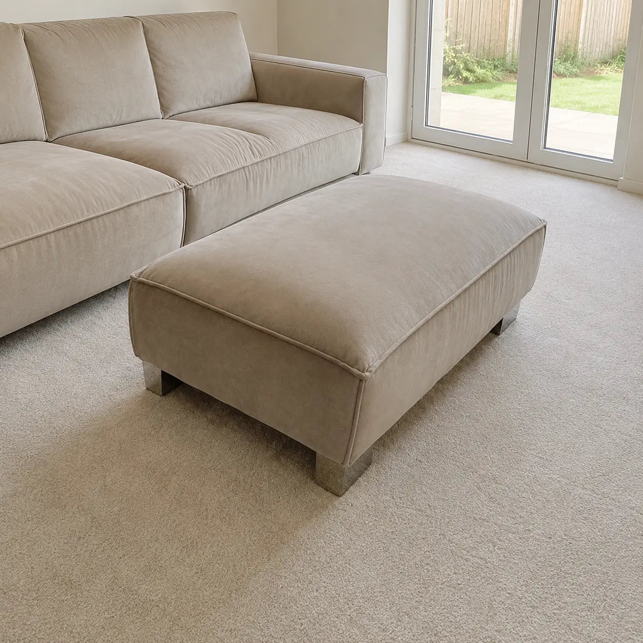 Sloane Luxury 3 Seaters Sofa Beige Plush Velvet | All Covers Washable