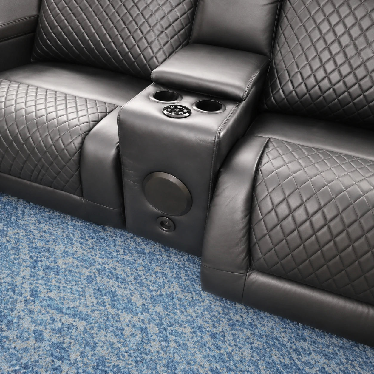 Florida Leather Electric Recliner Sofa Set with Cupholders, LED Lights, Wireless Charging, Bluetooth Speakers, and USB Ports