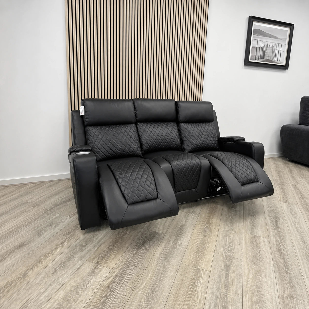 Florida Leather Electric Recliner Sofa Set with Cupholders, LED Lights, Wireless Charging, Bluetooth Speakers, and USB Ports