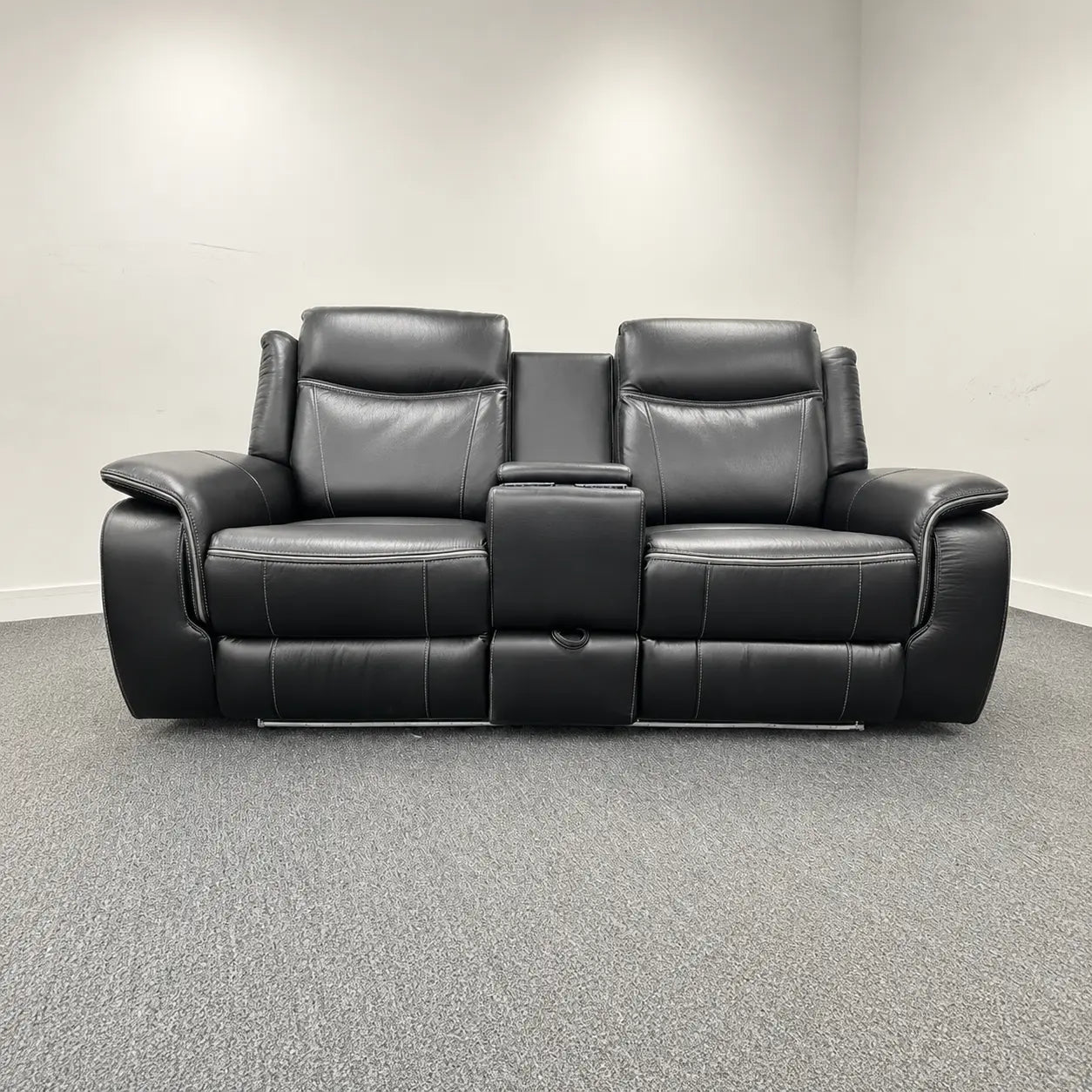 MNS Pradaa Leather Electric Recliner Sofa Set With Cupholders, LED Lights – Bluetooth Speakers – Cooling Cupholders