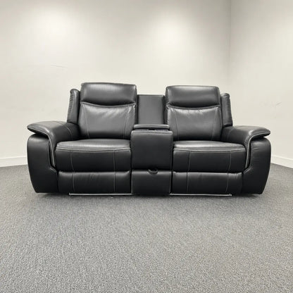 MNS Pradaa Leather Electric Recliner Sofa Set With Cupholders, LED Lights – Bluetooth Speakers – Cooling Cupholders