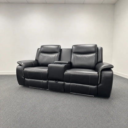 MNS Pradaa Leather Electric Recliner Sofa Set With Cupholders, LED Lights – Bluetooth Speakers – Cooling Cupholders