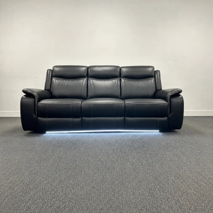 MNS Pradaa Leather Electric Recliner Sofa Set With Cupholders, LED Lights – Bluetooth Speakers – Cooling Cupholders