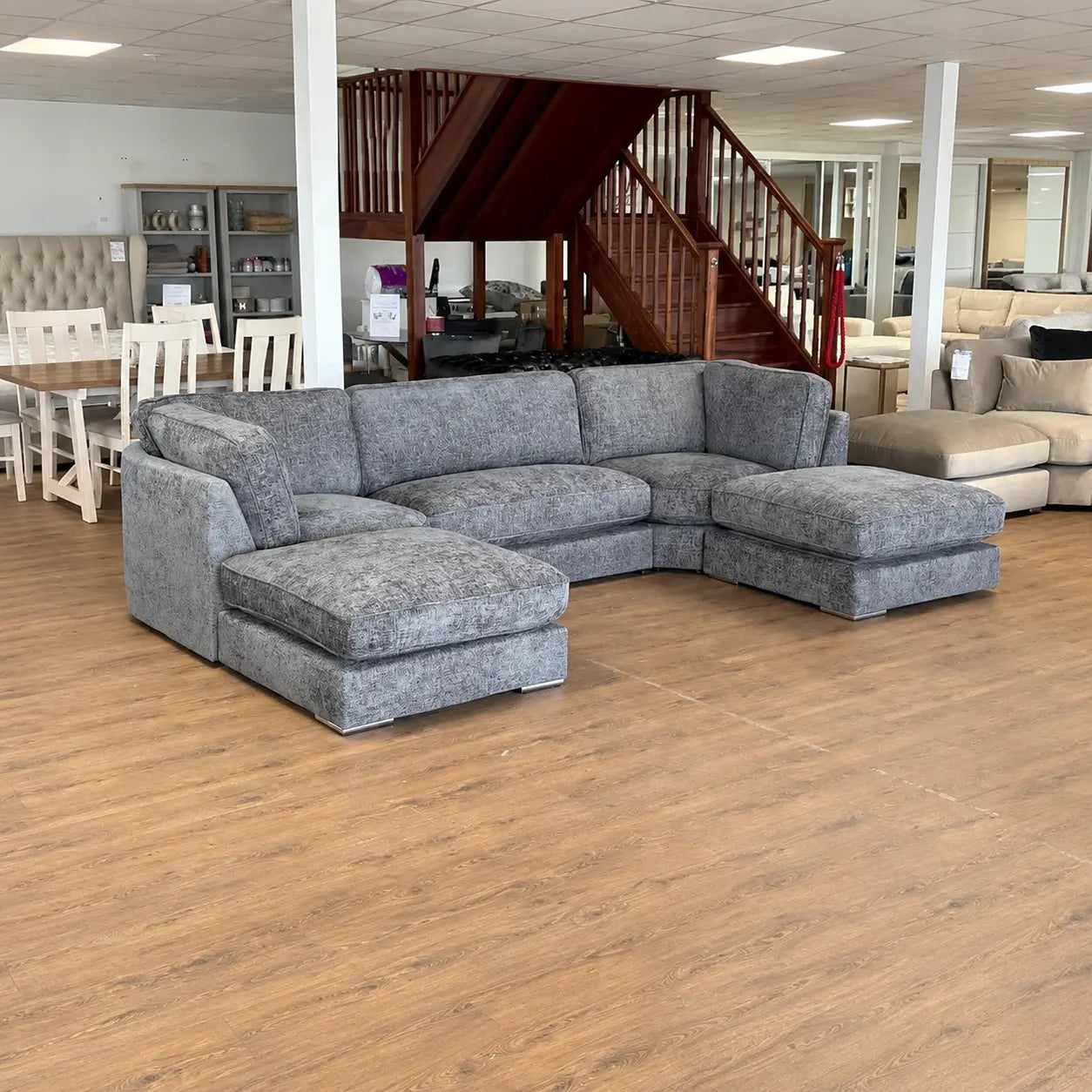 Bishop Fullback Corner U Shape Sofa Chenille Fabric Sofa