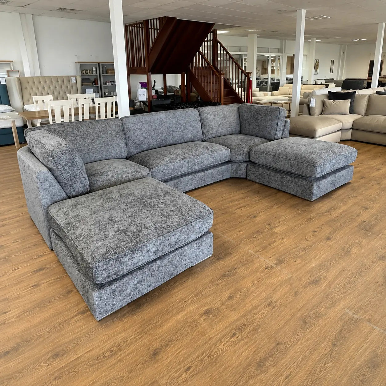 Bishop Fullback Corner U Shape Sofa Chenille Fabric Sofa