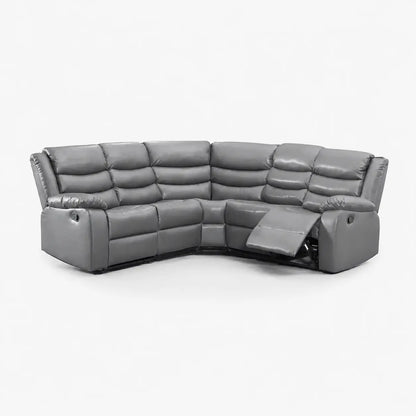 Roma Grey Leather Recliner Corner Sofa With Cup Holders