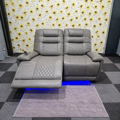 Halifax Electric Massage Recliners. Grey 3 & 2 Seater Set , USB, LED Lights