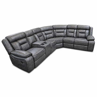 Nova Corner Electric Recliner Sofa In Grey With Black Trim